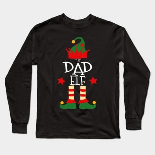 Dad Daddy Papa Fathers Day Elf Matching Family Group Christmas Party Pajamas Long Sleeve T-Shirt